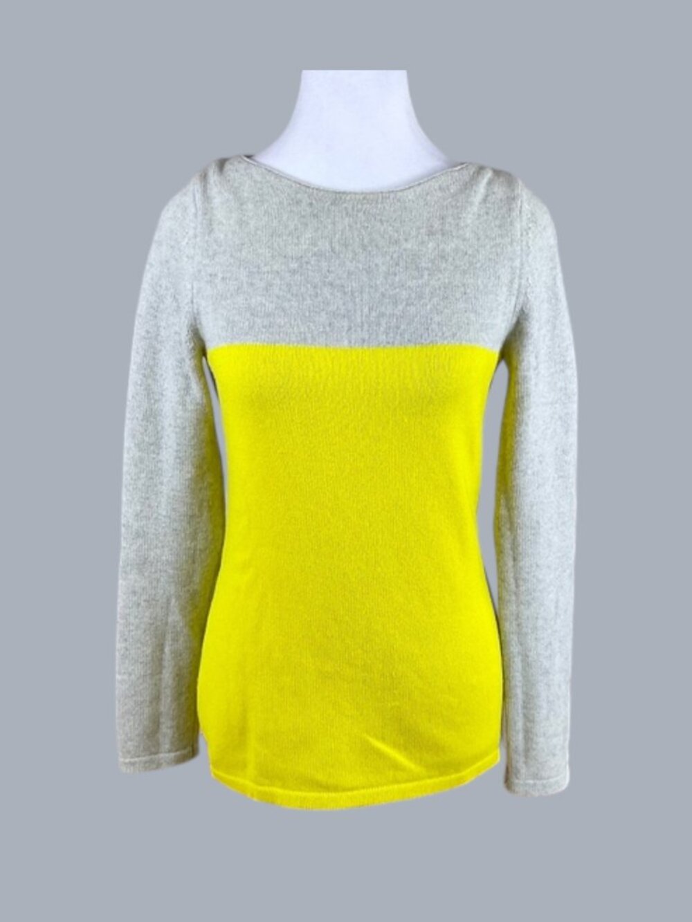 Banana Republic Sweater Wool Cashmere Color Block Gray Yellow (XS)